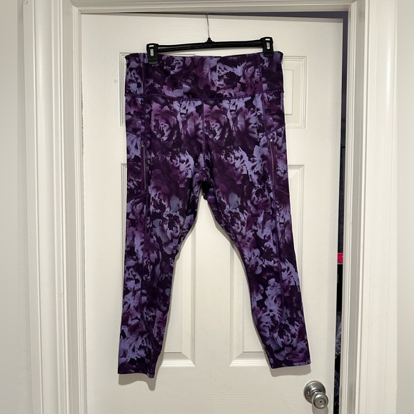 Athleta Rainier Printed Purple Leggings — 2X — like new - Picture 4 of 9